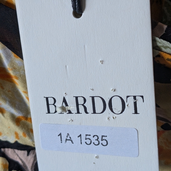 NWT Bardot Floral Ruffled Hi-Lo V-Neck Dress Black and Yellow Faux Wrap Sz 12 L - Picture 12 of 16